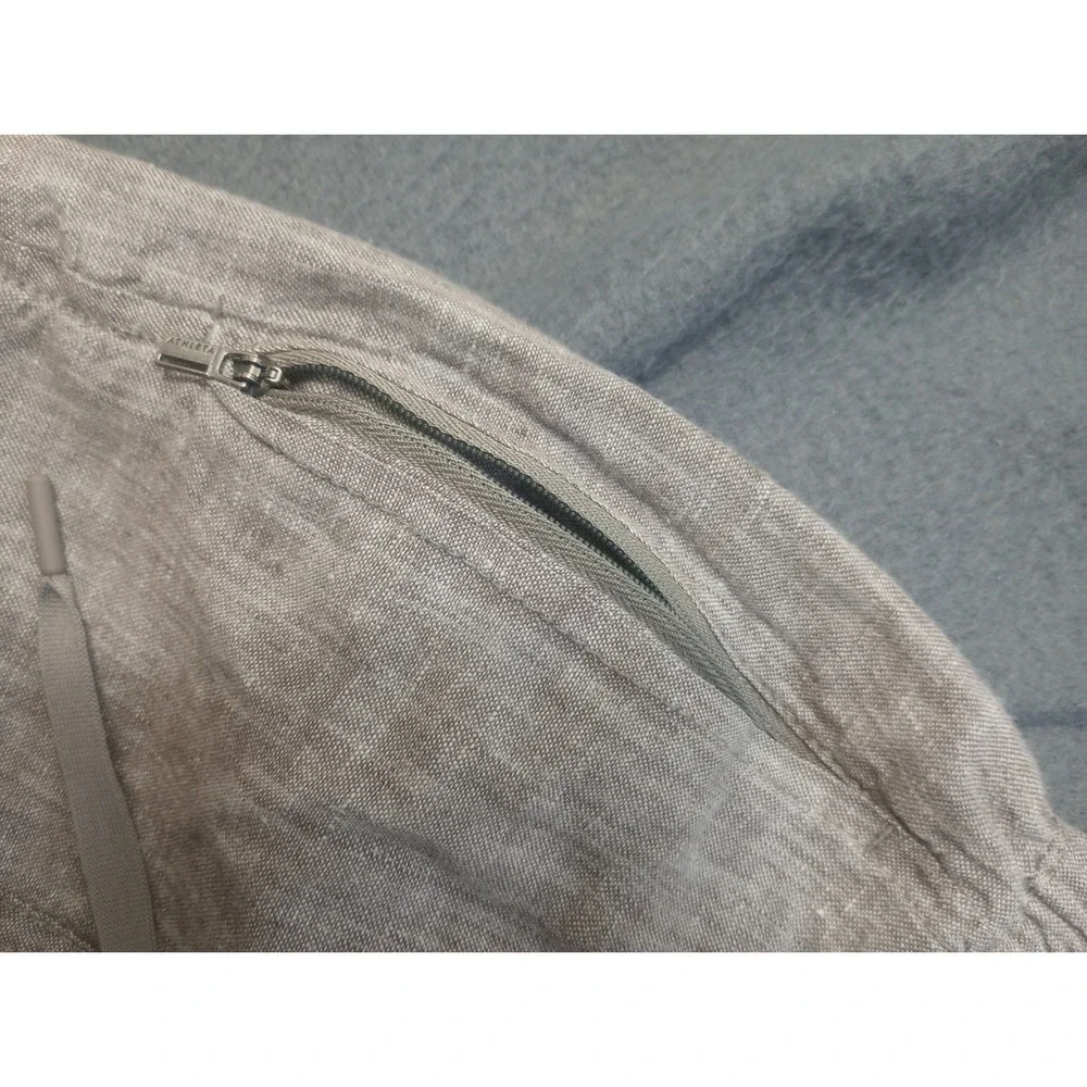 Athleta Cabo Linen Pants Women Brown Heater Tan Striped Relaxed Fit XXS Pull On